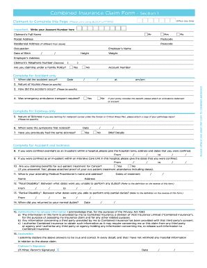 combined insurance nz|Combined Insurance Claim Form.